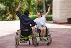 Jazmin Lopez and Miguel Osorio train outside a basketball court before the First Regional Dance Competition on Wheelchair Sports in Cancun September 22, 2012. Jazmin was hit by a car when she was two years old, and Miguel was born with a congenital disability. Both dance for recreation and as a form of expression.